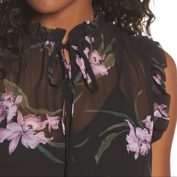 NWT BB Dakota Sarah Sheer Floral Ruffle Dress XS - Picture 10 of 16